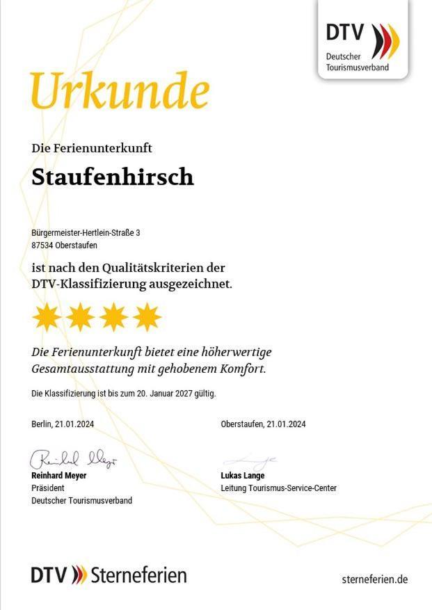 Staufenhirsch Apartment 오버스타우펜 외부 사진